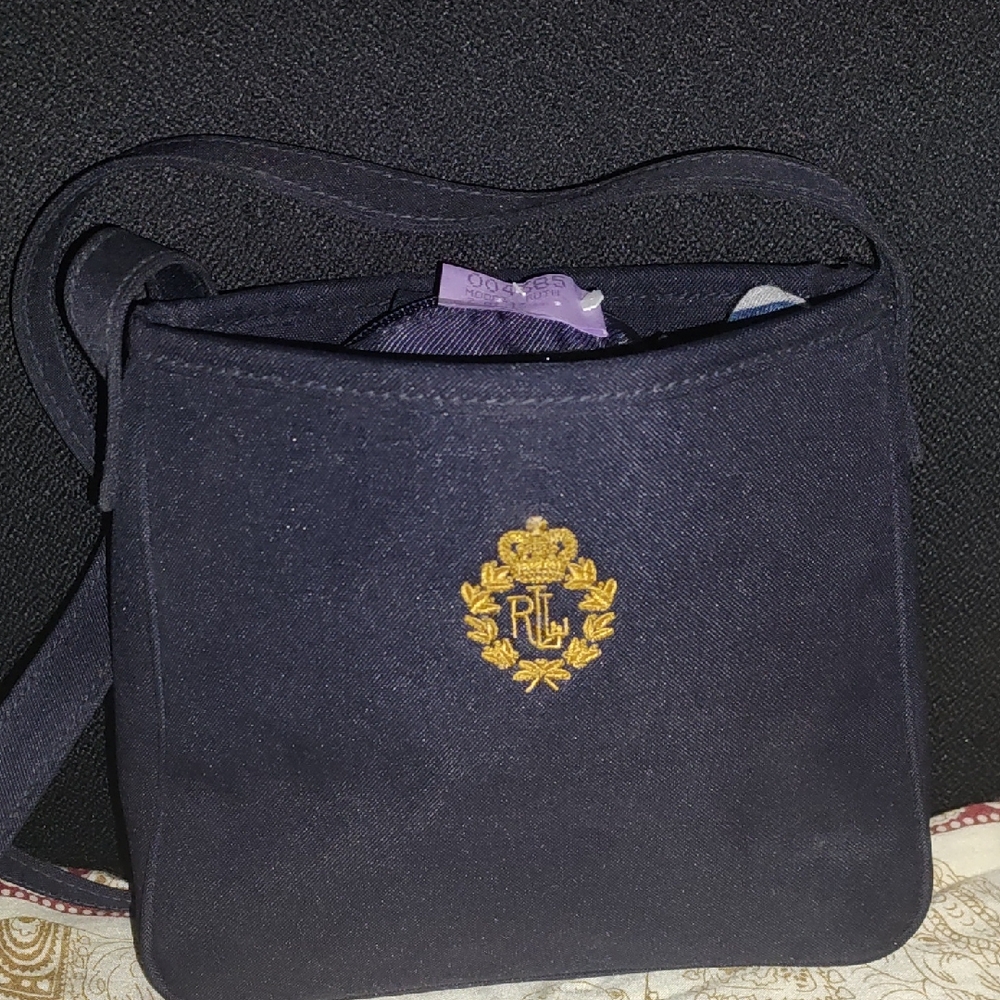 Ralph Lauren Dark Blue Crossbody with Gold Crest